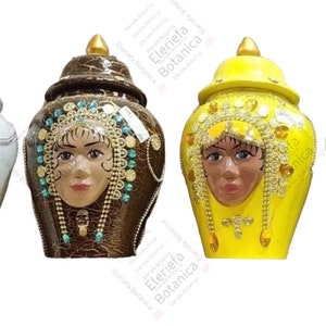Soperas para santo, obatala Yemaya oshun oya. Tinajas de santo. Potiche con cara | porcelain tureen