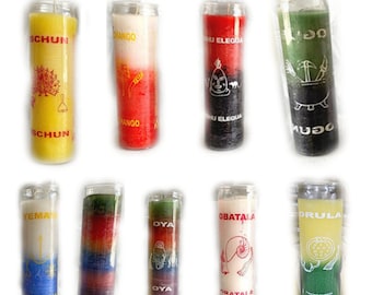 Santo Candle, Candle Orisha, Vela de Orisha, Vela de Santo ELEGUA YEMAYA OGUN shango oshun Ogun Ohosi Oya