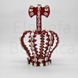 Corona de Shango crown of Shango metal, with cowries and gemstone, ade for chango