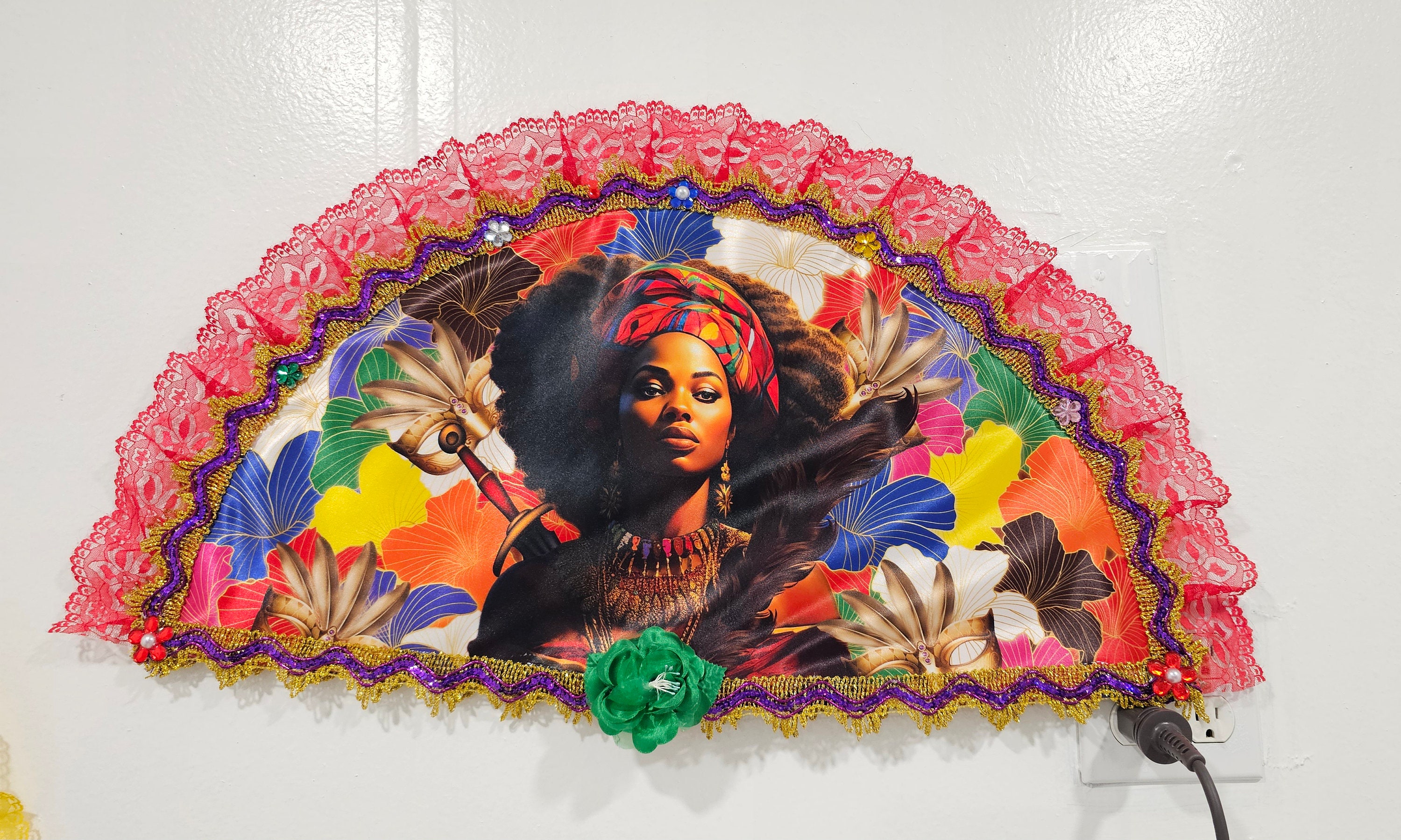 Oya Fan Blessed Abanico De Oya Abanico Abanico De Orisha Santo Fan Han Fan Yanza Etsy