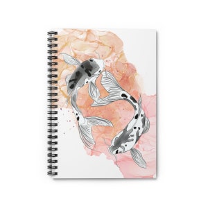 Koi Aesthetic Orange Pink Spiral Notizbuch - Liniert Linie
