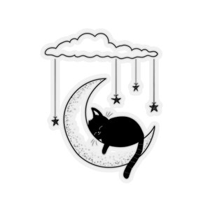 Sternennacht Süße Katze Mond Kuss-Cut Stickers