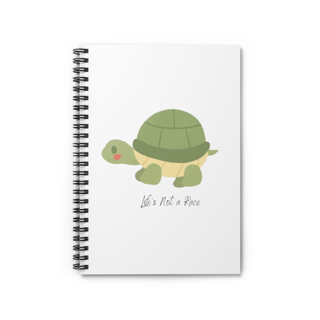 Turtle With Notebook Cute Inspirational Turtle Spiral Notebook White - Ruled Line - Etsy
