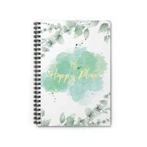 Happy Place Greenery Plant Cute Spiral Notebook - Ruled Line