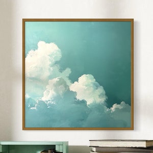 Große weiße Wolke Leinwand Kunst Gelassener Himmel Gemälde für Wohnkultur verträumte bewölkte Himmel Wandkunst - große weiße Wolke Gemälde