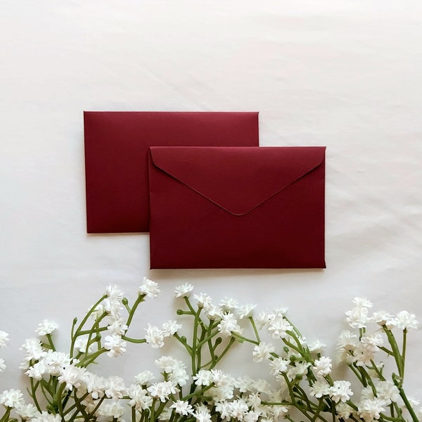 Mini-enveloppes bordeaux premium | Enveloppes pour cadeaux de mariage de luxe | Enveloppes pour billets de banque C8 | Accessoires de scrapbooking | Petit emballage cadeau