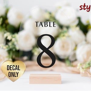Custom Table Number Decal | Custom Vinyl Decal Stickers | Acrylic Arch Plaque Decal | Table Sign Vinyl Decal | Wedding Table Number Stickers