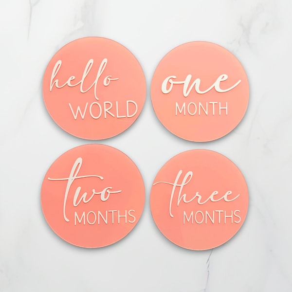 Custom Baby Milestone Discs | Acrylic Milestone Cards | Baby Photo Prop | New Parent Gift | Newborn Accessories | Monthly Milestones Decal