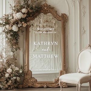 Personalised Mirror Vinyl Decal | Custom Welcome Sign Vinyl Sticker | Wedding Welcome Mirror Vinyl | Couple Signage Decal | Selfie Mirror