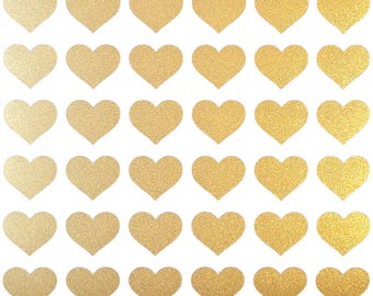 Gold Shimmer Hearts Vinyl Decal | A6 Heart Sticker Sheet | Peel And Stick Vinyl Hearts | Glitter Scrapbook Stickers | Wedding Envelope Seal