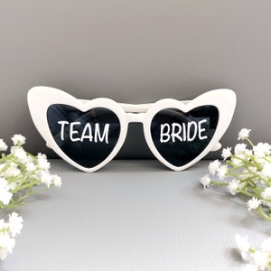 Personalised White Heart Sunglasses | Custom Bachelorette Sunglasses | Vinyl Decal Stickers | Hen Party Favours | Team Bride Sunglasses