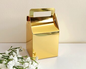 Boîtes de cadeaux dorées à mini poignée | Boîtes de faveur de mariage de luxe | Boîtes de cadeaux en vrac | Boîtes à friandises à faire soi-même pour la fête | Petits coffrets cadeaux de mariage