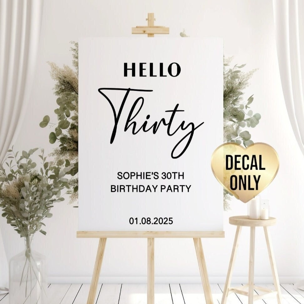 Hello Thirty Sign Vinyl Decal | Custom Welcome Sign Decal ...