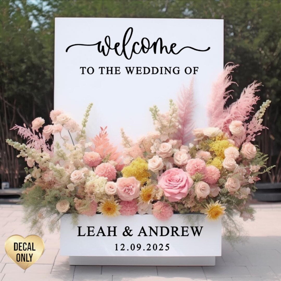 Flower Box Frame Sign Personalised Flower Box Vinyl Decal | Welcome Sign Vinyl Sticker ...
