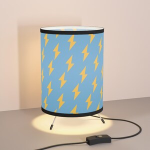 Bright Lightning Tripod Lamp - High-Res Printed Shade, Unique Decor for Living Room, Bedroom, Home Office, Gifts