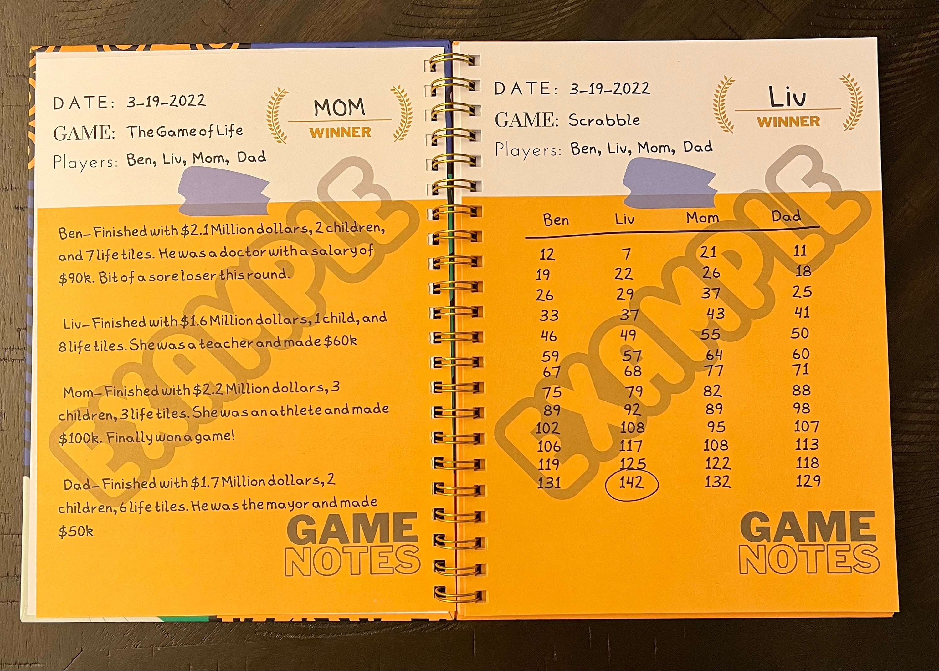 Family Game Night Spiral Journal, Record Score Fun Notebook Journal, Holiday Party Games, Score Keeper, Game Night Gift, Board Gamer Gift