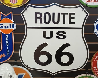 Route 66 Signs for Garage Signs for Men Kids Room Decor Man Cave Wall Decor Outdoor Signs Transportation Advertising Metal Signs Shield