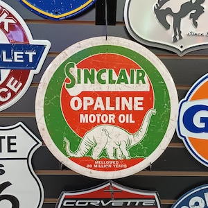 Sinclair Opaline Sign Sinclair Gas Signs Sinclair Dino Gas Station Sign Garage Signs for Men Gifts for Dad Man Cave Wall Decor Grandpa Gifts
