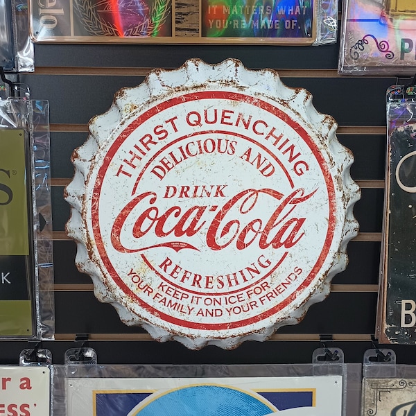 18" Coca Cola Bottle Cap Metal Sign Vintage Kitchen Decor Coca Cola Soda Pop Advertising Signs Home Bar Decor Pub Diner Garage Coke Gifts