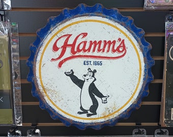 Hamm's Beer Bear Aluminum Bar Sign 11.75