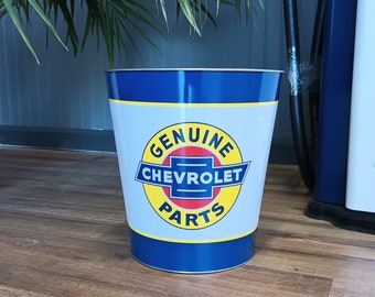 Small Chevy Garbage Can Office Trash Cans Garage Garbage Cans Tin Cans Housewarming Gifts Men Man Cave Chevrolet Automobilia Bathroom Decor