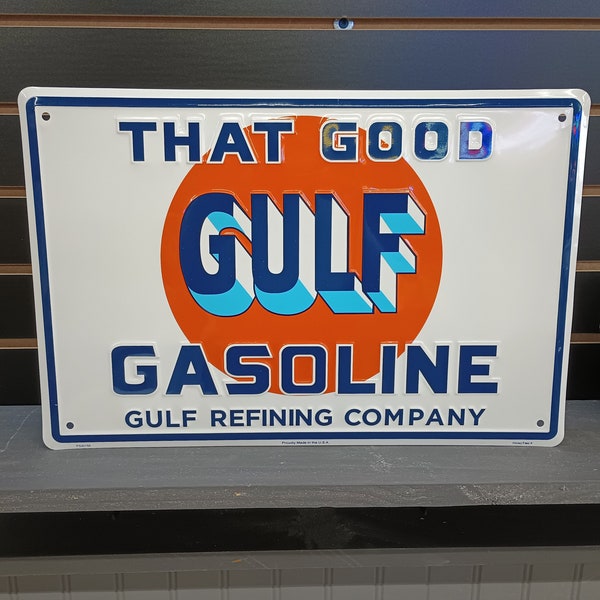 That Good Gulf Gasoline Sign Gulf Gas Signs Oil Petro Advertising Gas Station Signs Garage Decor for Men Man Cave Wall Decor Gifts for Guys