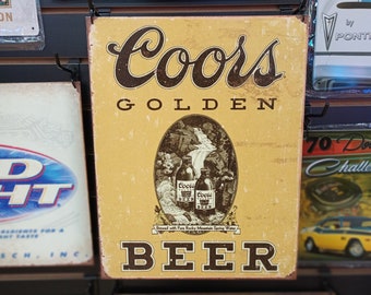 Coors Golden Beer Sign Metal Beer Advertising Signs Bar Decor for Men Finished Basement Bar Decorations Pub Wall Decor 21st Birthday Gifts