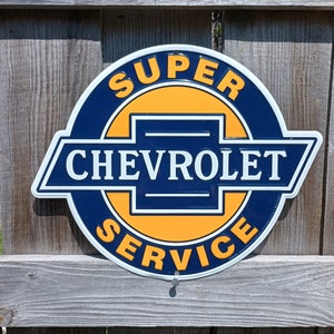 Vintage Style Chevrolet thermometer Man Cave Garage Embossed Super Service