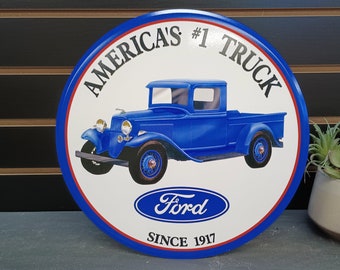 Ford America's #1 Truck Since 1917 Metal Sign Ford Trucks Signs Garage Decor for Men Man Cave Wall Decor Automobilia Gifts for Grandpa Cars