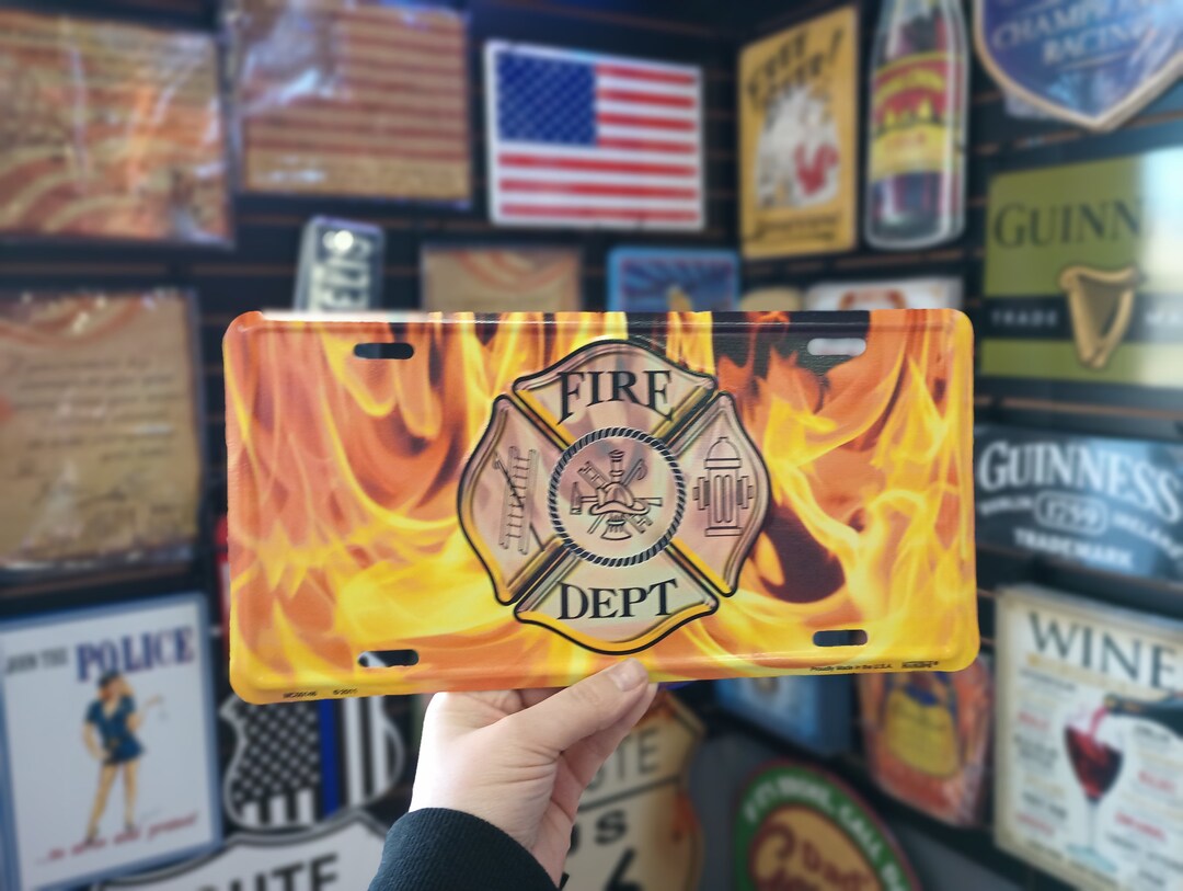 Fire Department Flames Vanity Plate Firefighter License Plate Gifts for