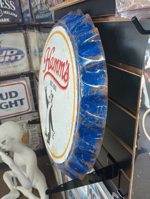Hamm's Beer Bottle Cap Sign Sascha Hamm's Bear Logo Home Bar Hamm's Beer Bottle Cap Sign Sascha Hamm's Bear Logo Home Bar