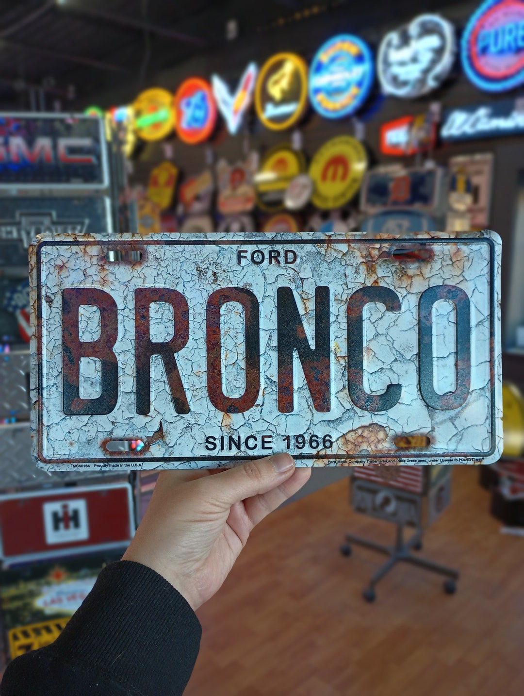 Ford Bronco Vanity Plate Ford License Plates Automobilia Advertising Garage Decor for Men Man