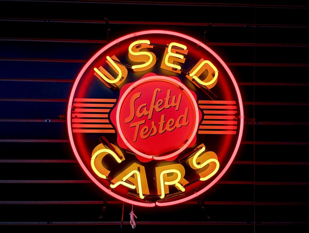 Safety Tested Used Cars Neon Sign AUTHENTIC GLASS NEON Used Cars