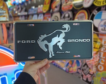 Ford Bronco Vanity Plate Ford License Plates Automobilia Advertising Garage Decor for Men Man Cave Wall Decor Mechanic Gifts Car Guy Gifts