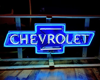 4 foot Chevrolet Bowtie Neon Sign Chevy Signs Garage Decor for Men Automobilia Advertising Retirement Gifts for Husband Authentic Neon Signs