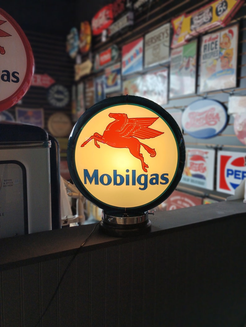 Mobil Gas Pump Globe WITH / WITHOUT Light Base Mobilgas Gas Etsy