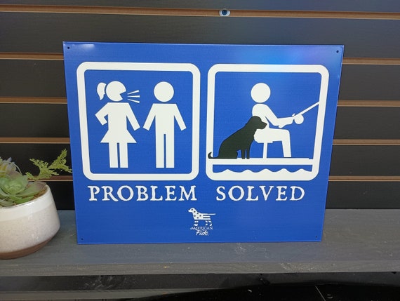 Problem Solved Funny Fishing Signs for Men Cabin Wall Decor Lakehouse Decor  Funny Gifts for Men Fishing Signs Fishermen Gifts Bait Shop Deco -   Canada