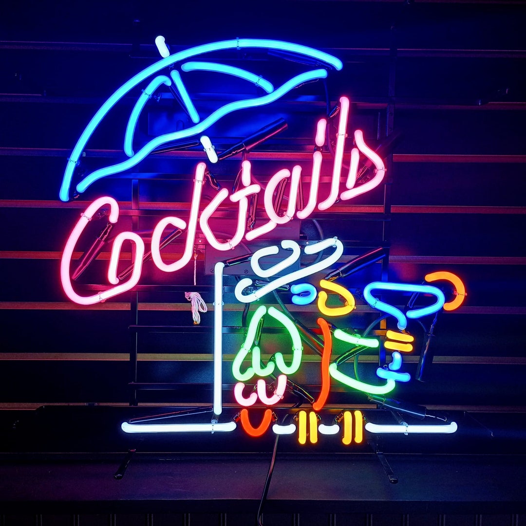 Cocktails Neon Sign AUTHENTIC GLASS NEON Bar Decor Tropical Martini Bar