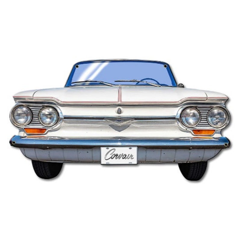 1964 Chevrolet Corvair Front Bumper Metal Sign Chevy Corvair AMERICAN MADE Steel Garage Signs for Men Classic GM Automobilia Man Cave Decor image 1