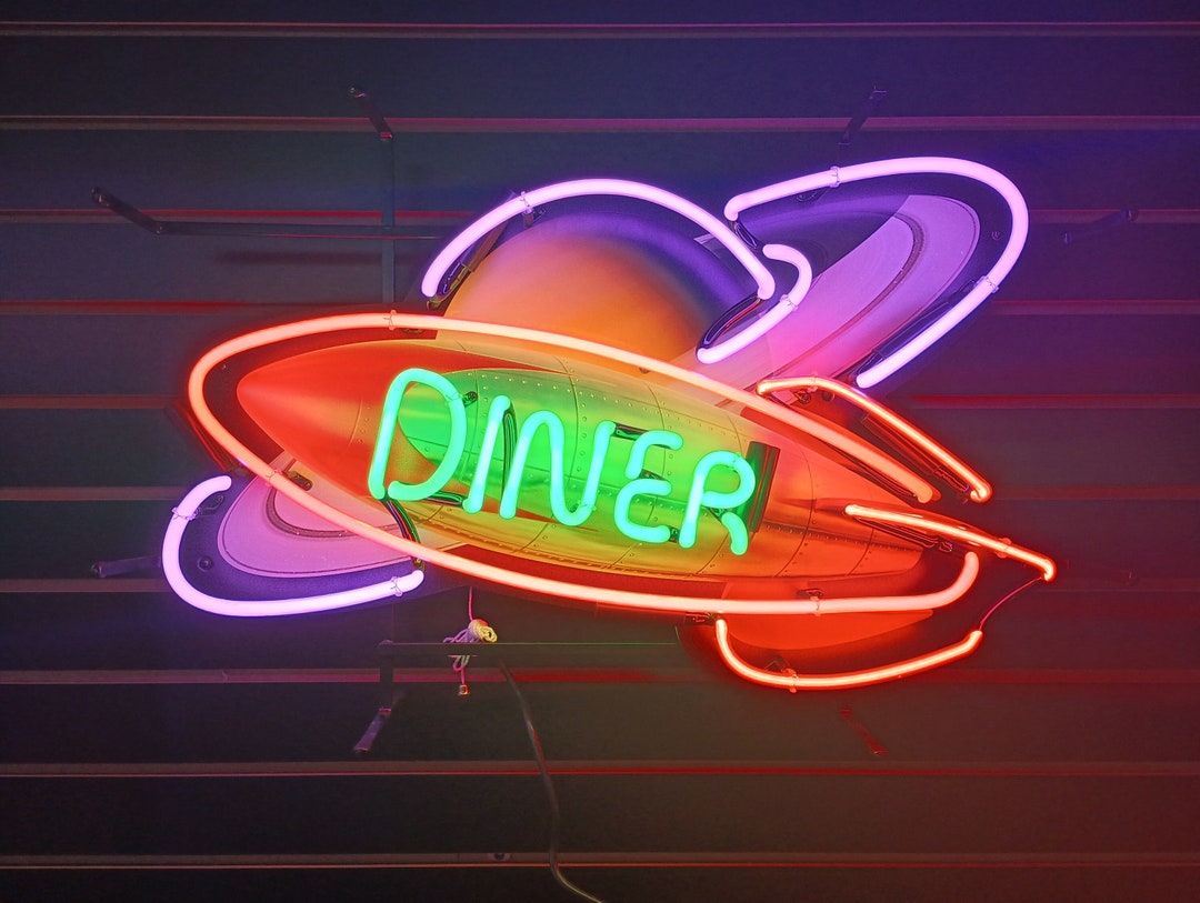 Diner Neon Sign AUTHENTIC GLASS NEON Tubes Diner Signs Rocket Etsy