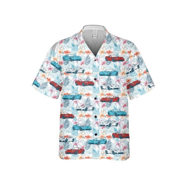 Chevy Corvette C6 Button Up Men's Short Sleeve Shirt Shop Shirts Chevrolet Apparel Hawaiian Style Shirt Boxy Fit GM Retirement Gifts Hawaii