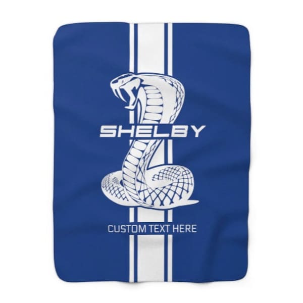 CUSTOM 2024 Shelby SS Snake PERSONALIZED Blanket Carroll Shelby Checkered Bedding Blue Customized Gift for Boyfriend Car Guy Mechanic Gifts