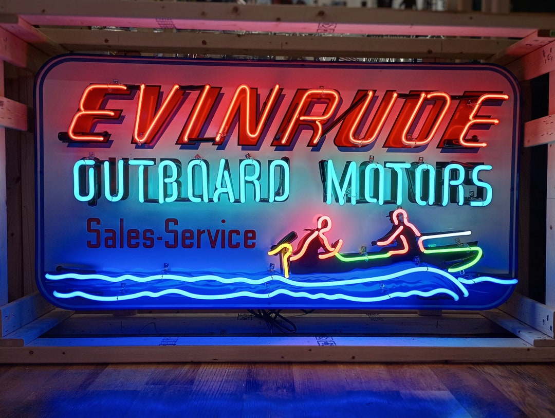 Evinrude Outboard Motors Neon Sign Authentic Glass Neon Signs Etsy