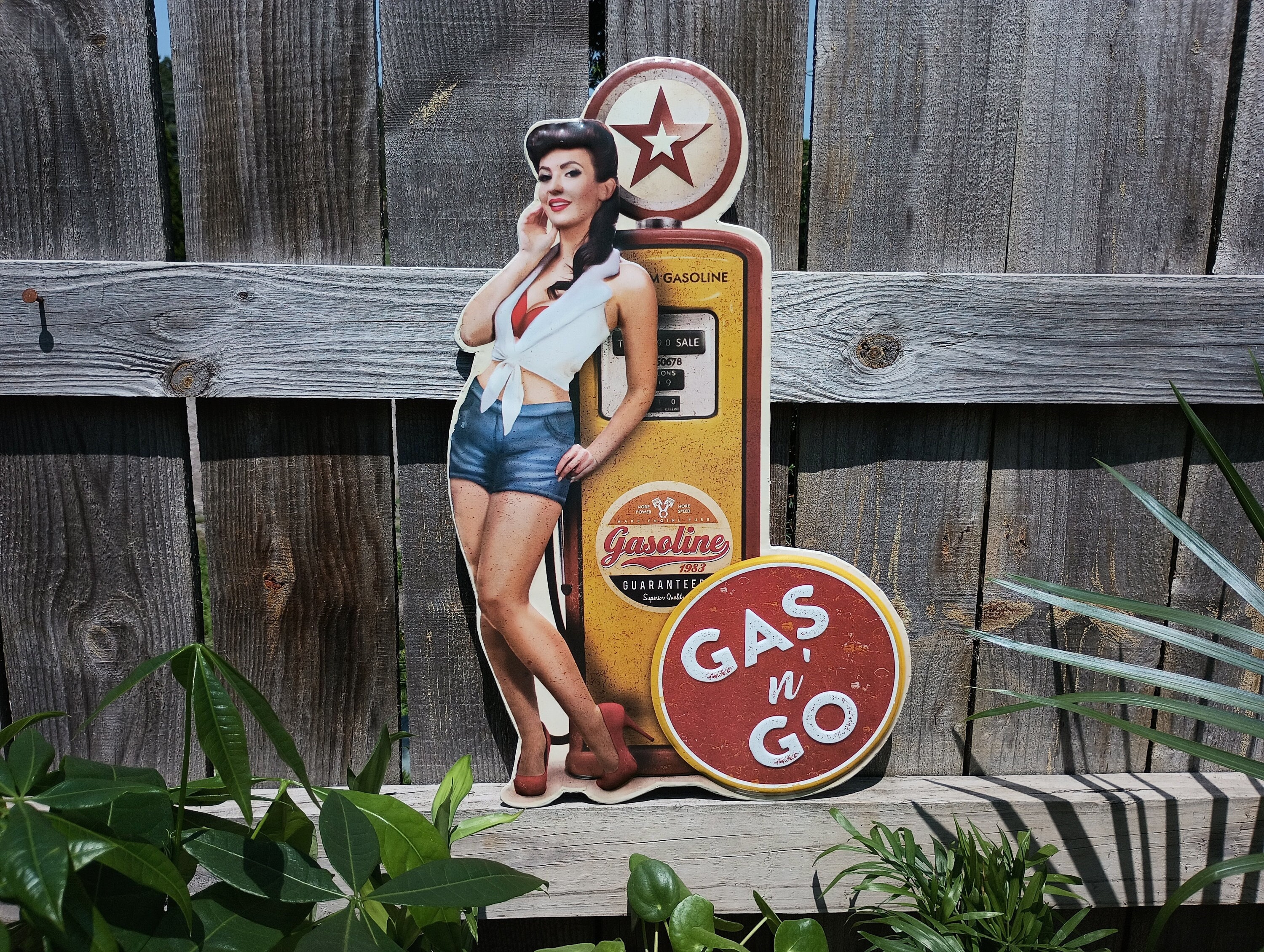 Plaque vintage Pin-up Mohawk gasoline 60cm - Garage/Atelier/Les