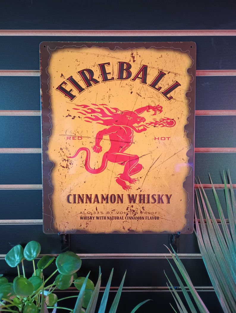 Fireball Whisky Sign Metal Bar Signs Home Bar Wall Decor Pub Etsy