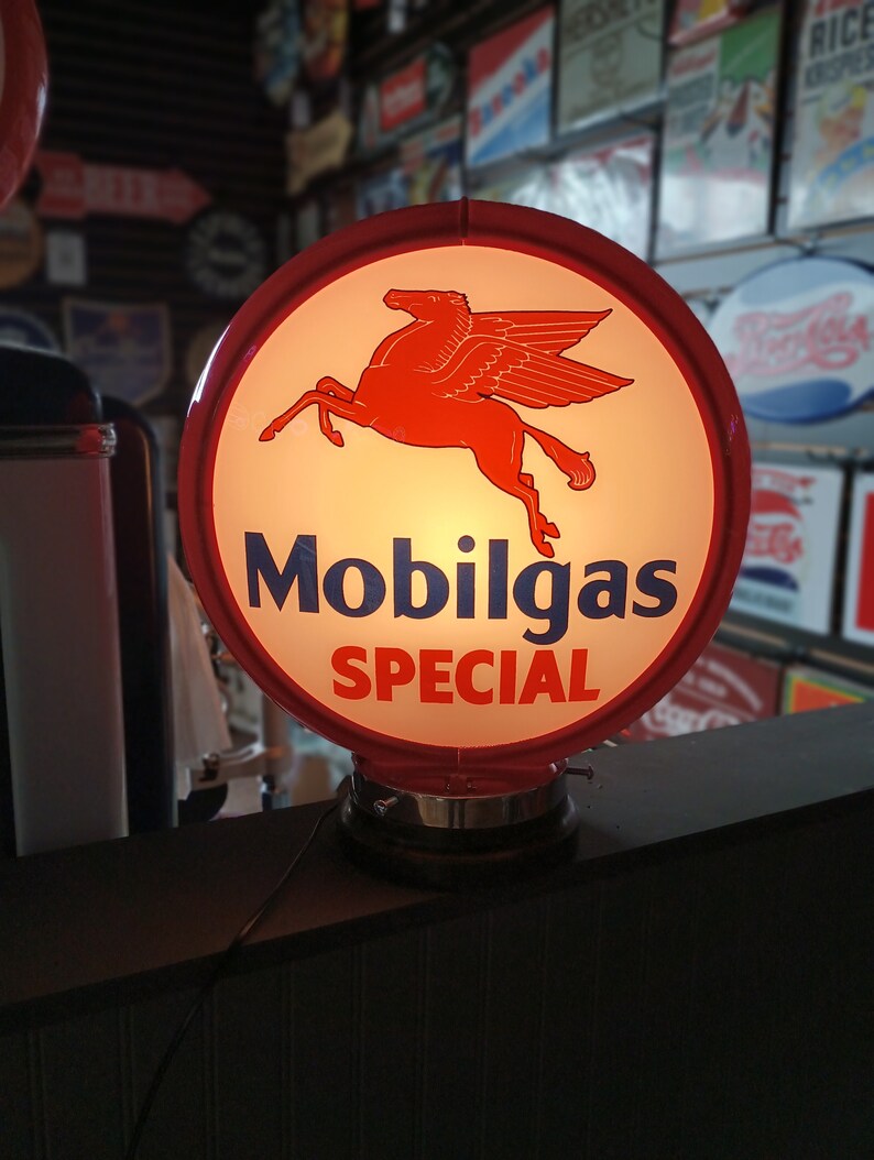 Mobilgas Special Gas Pump Globe WITH OR WITHOUT Light Base Etsy