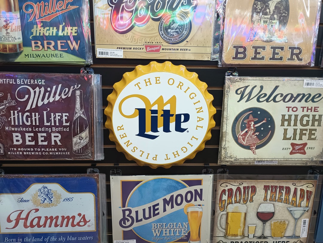 Miller Lite Bottle Cap Sign 18 Vintage Beer Advertising Light Beer