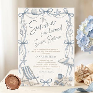 Summer I Turned Pretty Sweet 16 Invite, Coastal Granddaughter Birthday, Cousins Beach Party Digital