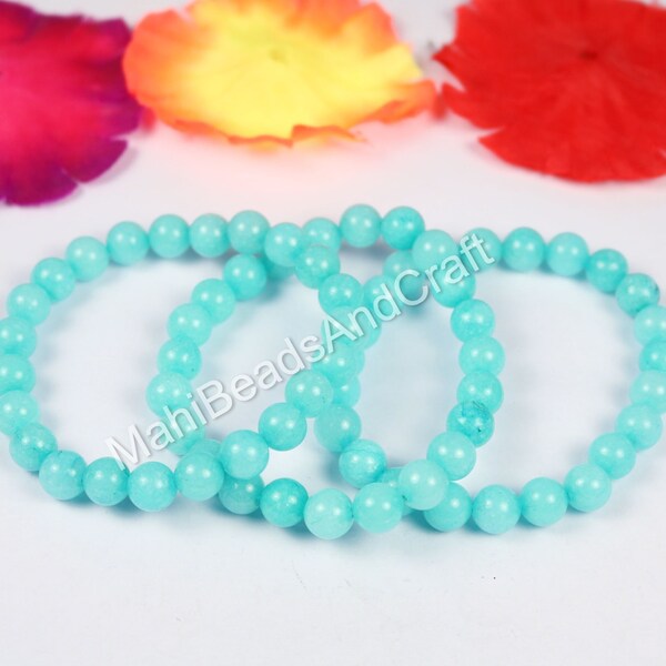 Bracelet en perles de jade larimar, 8 mm, bracelet en perles de jade larimar naturel