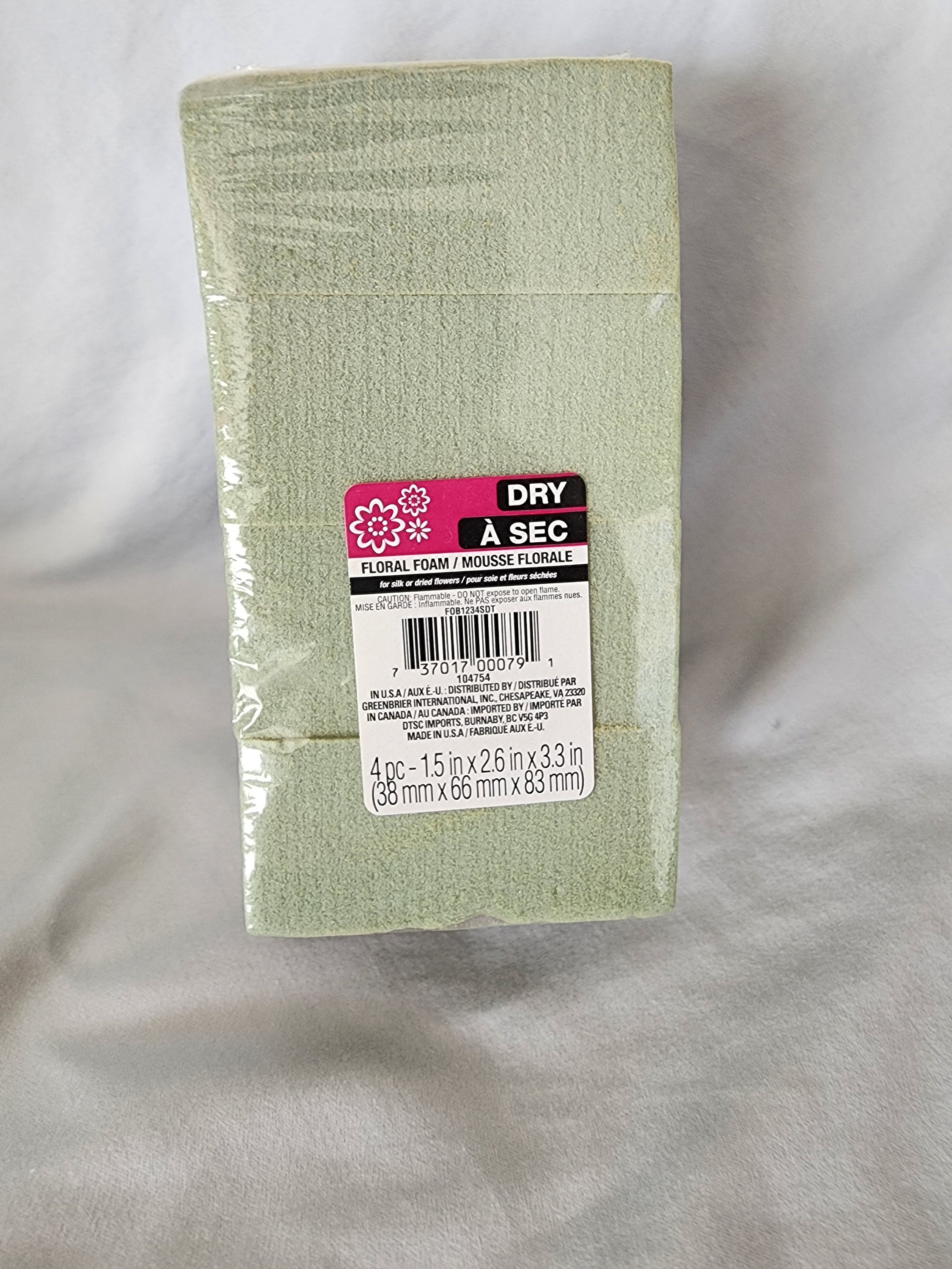 Dry A Sec Gentle Grip Green Foam Floral Blocks, 8 Piece; 1.5 in. X